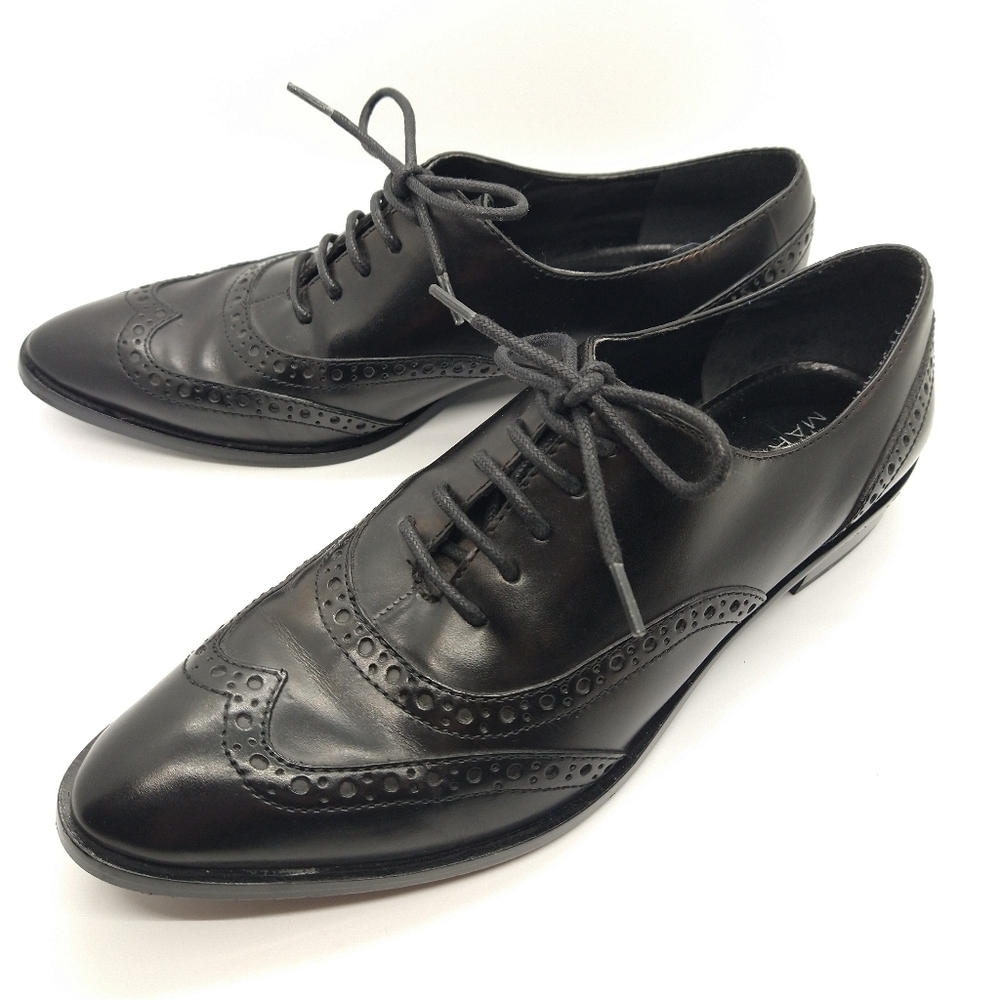 Marc Fisher Wingtip Heeled Oxford Leather Black